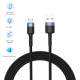 Cablu Micro-USB cu LED, nailon, 1..2m, negru.