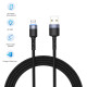 Cablu Micro-USB cu LED, nailon, 1..2m, negru.