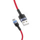 Cablu Type-C cu LED, nailon, 1..2m, rosu.