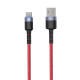 Cablu Type-C cu LED, nailon, 1..2m, rosu.