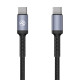 Cablu Type-C to Type-C, 3A, PD60W, 1m, nailon, negru