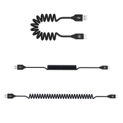 Cablu extensibil USB to Type-C, 3A, 1..8m, negru.