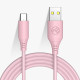 Cablu silicon USB to Type-C, 3A, 1m, roz
