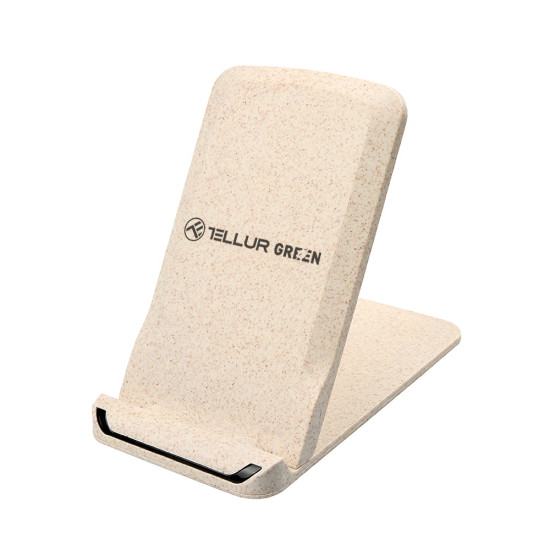 Incarcator wireless birou Tellur ECO, certificat Qi, 15W, pliabil, crem