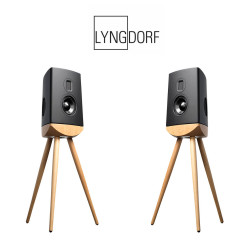 Boxe High-End Lyngdorf CUE-100 Black, Steinway AMT Tweeter, PURIFI Technology, Oak base (pereche)