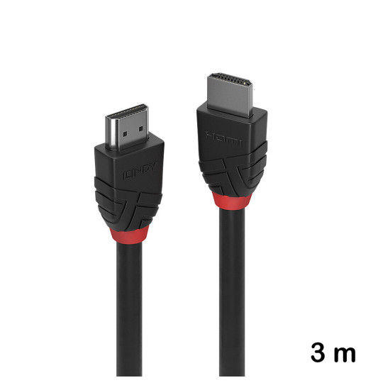 Cablu HDMI High Speed, 3 m, Lindy, Black Line 36473