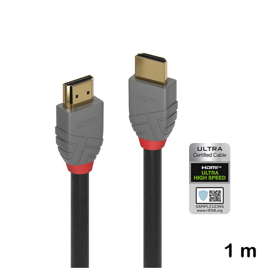 Cablu HDMI Ultra High Speed, 1 m, Lindy, Anthra Line 36952