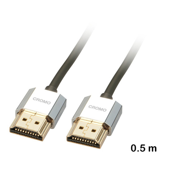 Cablu HDMI de mare viteză cu Ethernet, 0.5 m, Lindy, CROMO Slim 41670