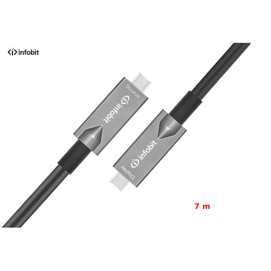 Cablu optic USB C 3.1 Gen2, Type C to C, Infobit iFiber AOC-USB-CCDV-07, Data + Video + PD, 10 Gbps, 7m