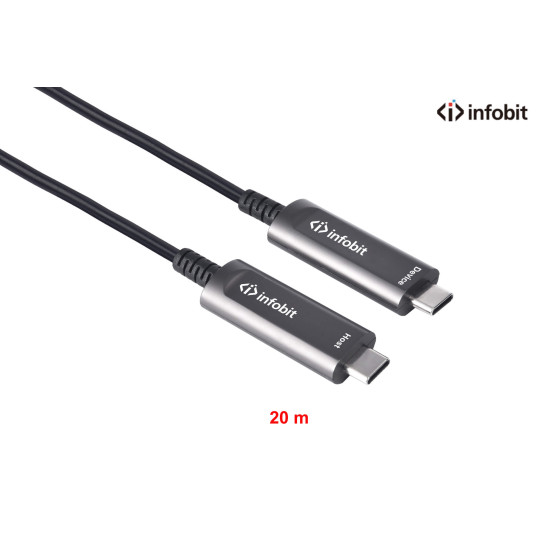 Cablu USB-C 3.1 Gen 2 prin fibra optica, Type C to C, 10Gbps, Infobit, doar pentru DATA, 20m