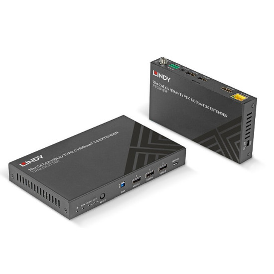 Extender KVM Cat.6A HDMI 4K60 și Type C HDBaseT 3.0, 70 m, Lindy 38346