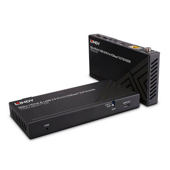 Extender KVM HDBaseT Cat.6 HDMI 4K60, USB 2.0 și IR, 150 m, Lindy 39384