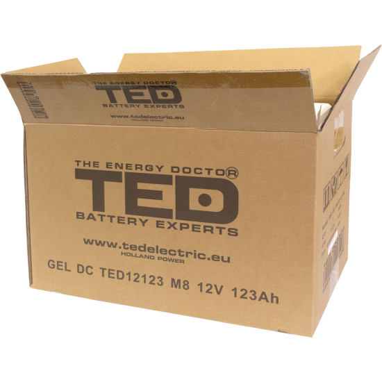 Acumulator AGM VRLA 12V 123Ah GEL Deep Cycle Dimensiuni 405 x 173 x 218 mm F11 M8 - TED003508 (1)