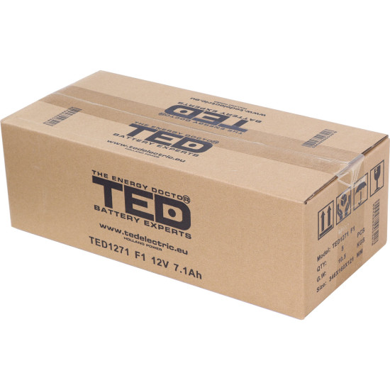 Acumulator AGM VRLA 12V 7,1Ah Dimensiuni 151 x 65 x 94 mm F1 - TED003416 (5)
