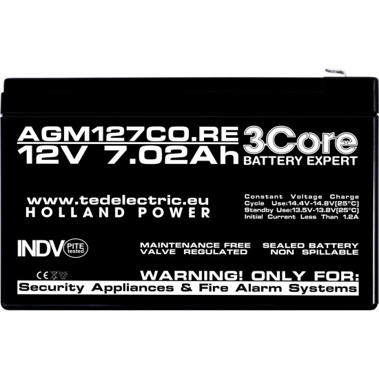 Acumulator AGM VRLA 12V 7,02Ah Dimensiuni 151 x 65 x 94 mm Security Experts F1 3Core 002617 (5)