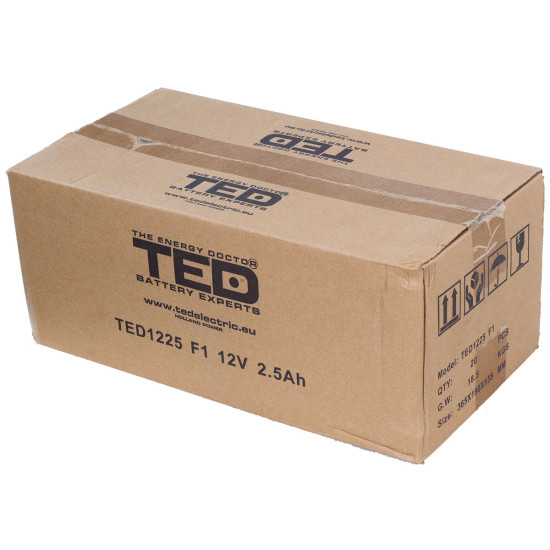 Acumulator AGM VRLA 12V 2,5Ah Dimensiuni 178 x 34 x 60 mm F1 - TED003096 (20)