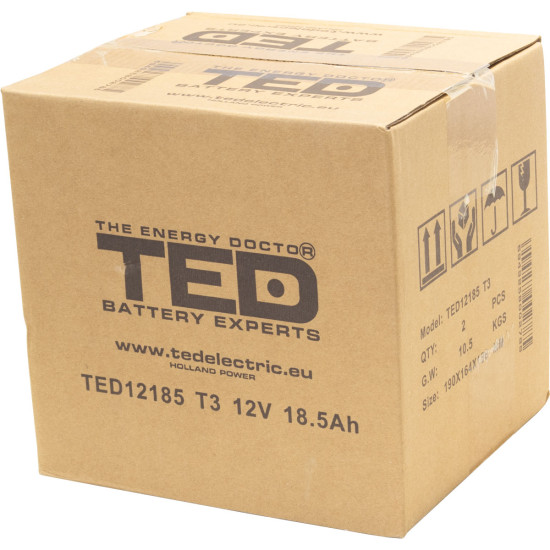 Acumulator AGM VRLA 12V 18,5Ah Dimensiuni 181 x 77 x 167 mm F3 - TED002778 (2)