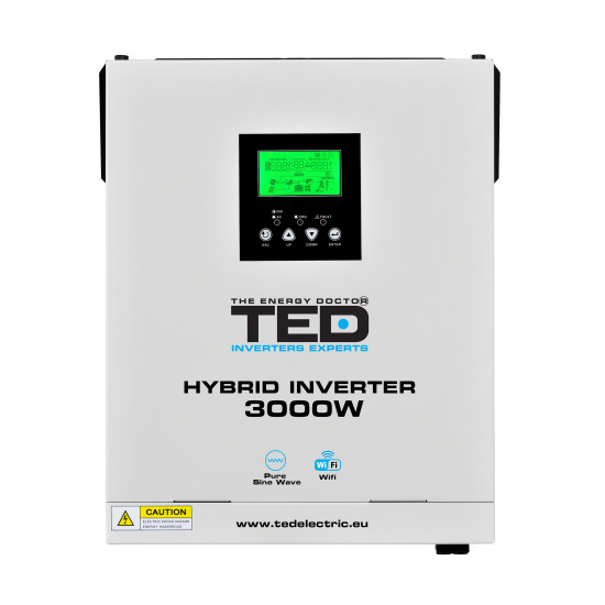 Invertor solar OFF-GRID de la 24V la 230V 3000W LiFePO4 MPPT unda sinusoidala - TED008350