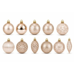 SET ORNAMENTE PLASTIC DE CRACIUN / BEJ-DESCHIS - 78P