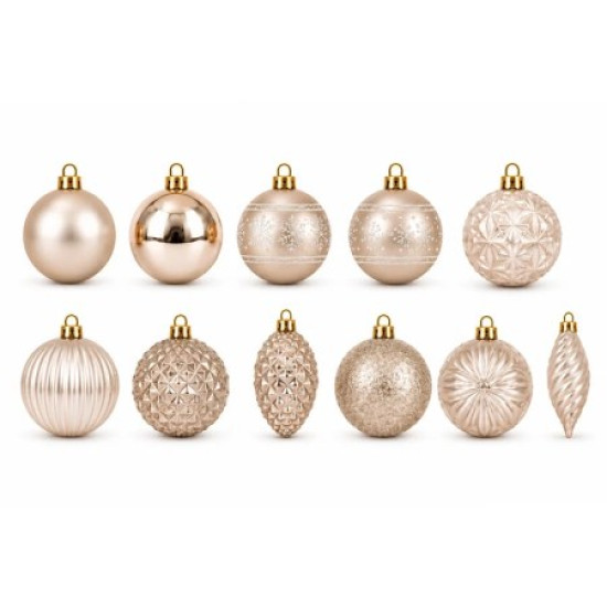 SET ORNAMENTE PLASTIC DE CRACIUN / BEJ-DESCHIS - 78P