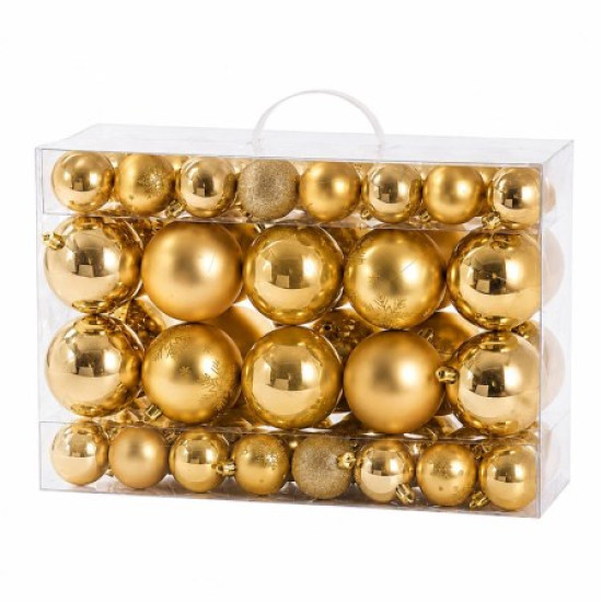 SET ORNAMENTE PLASTIC DE CRACIUN / AURIU - 68
