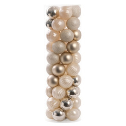 ORNAMENTE PLASTIC DE CRACIUN BEJ-DESCHIS 50P
