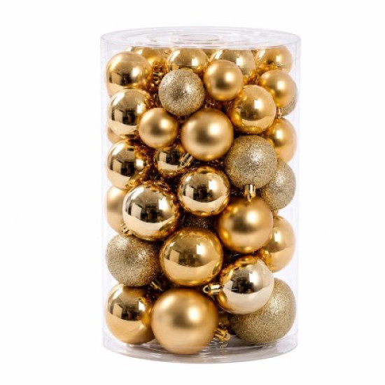 ORNAMENTE PLASTIC DE CRACIUN / AURIU - 60P