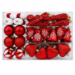 ORNAMENTE DIVERSIFICATE DE CRACIUN ROSU 72P