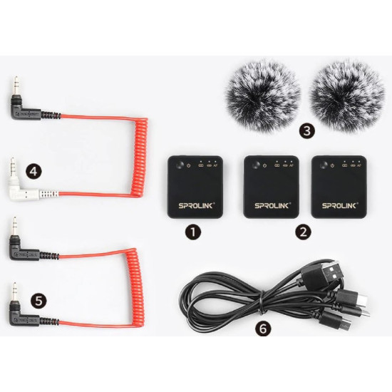 SPROLINK M2-Set Microfoane Wireless,2 Transmitatoare+1 Receptor, pt.productie audio & video Live, audio-video conferinta