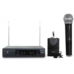 Microfon Wireless dublu -  de mana + Lavaliera Fonestar  MSH-209