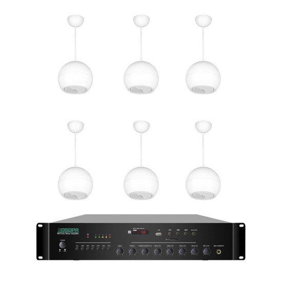 Pachet Sonorizare 120W cu boxe pendante, FM+USB, DSPPA MP212U+6xDSP107