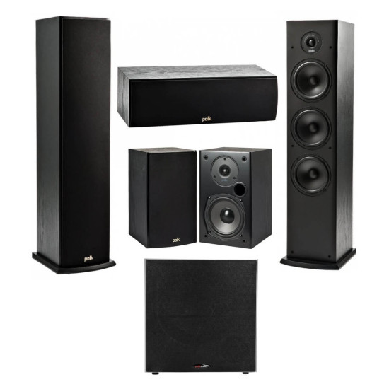 Pachet boxe 5.1 Polk Audio T50+T30+T15+PSW10E, negru