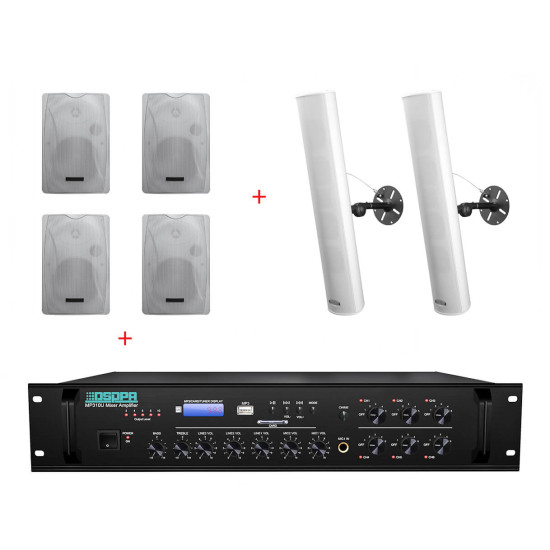 Pachet Sonorizare Biserica 120W cu 2 zone  Interior + Exterior cu volum reglabil pe zone