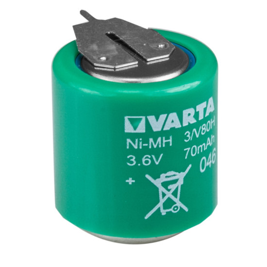 Acumulator Varta 2.4V V3/80H-SLF1/1 cu 2 Pini, Capacitate 80mAh Ni-Mh Bulk