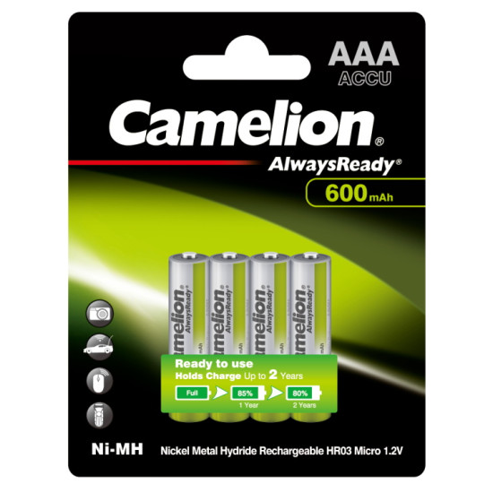 Baterie Reincarcabila Camelion AAA LR3 Acumulatori Preincarcati Ni-MH 1.2V 600mAh Blister 4 Solar