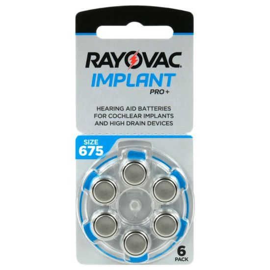 Baterii Aparat Auditiv 675A 640mAh 1.45V Rayovac Implant Pro+ Blister 6