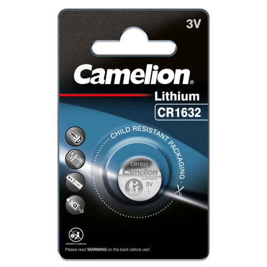 Baterie Litiu 3V CR1632 120mAh, Dimensiuni 16 x 3.2 mm Camelion Blister 5
