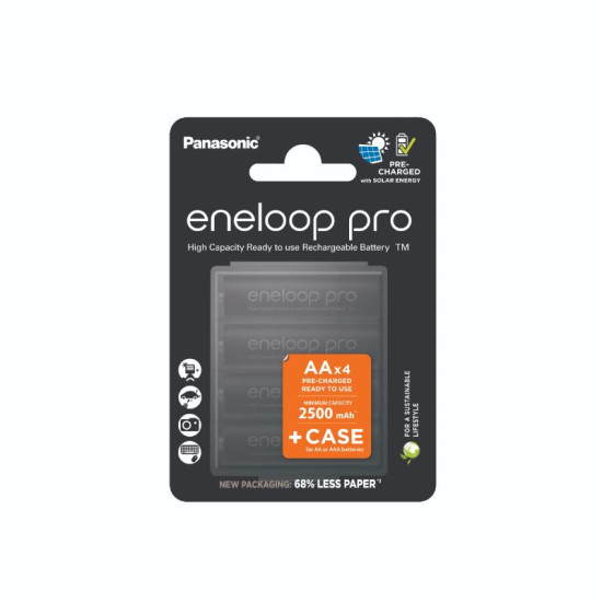 Eneloop Acumulatori Ni-Mh 1.2V AA R6 2500mAh Preincarcati PRO Blister 4 cu Carcasa