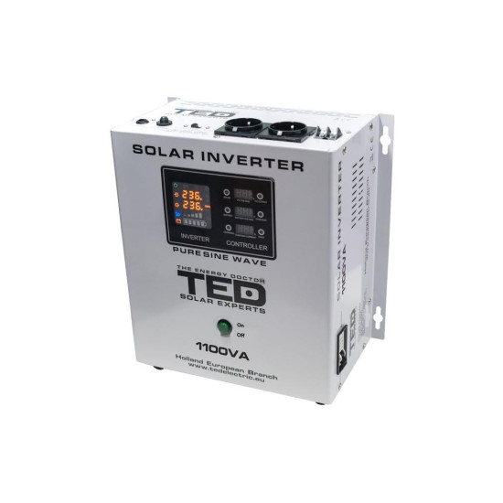 Invertor Solar Fotovoltaic Monofazat Off-Grid, 12V 1100VA 700W MPPT cu unda sinusoidala pura, TED Electric TED000279