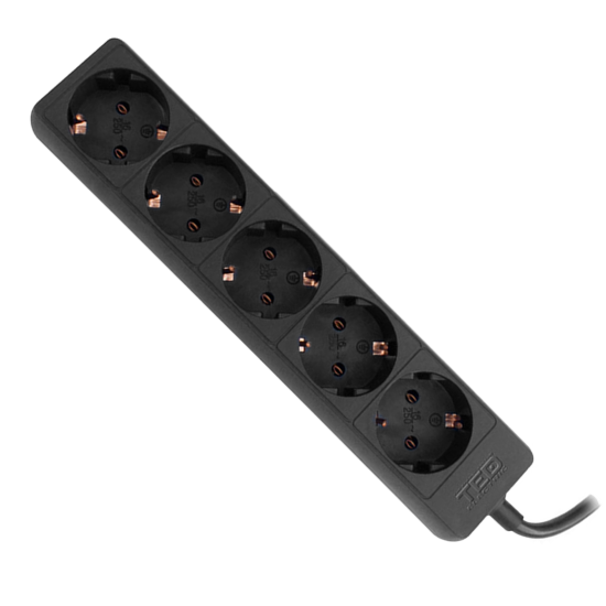 Prelungitor 3 metri cu 5 Schuko, Cablu 3x 1.5mm, Culoare Negru, Putere 3680W 16A, TED Electric TED001832