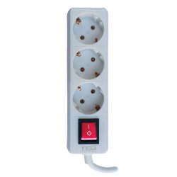Prelungitor 3 metri cu 3 Schuko, Cablu 3x 1.5mm, Culoare Alb, Putere 3680W 16A, TED Electric TED003867