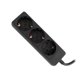 Prelungitor 5 metri cu 3 Schuko, Cablu 3x 1.5mm, Culoare Negru, Putere 3680W 16A, TED Electric TED001856