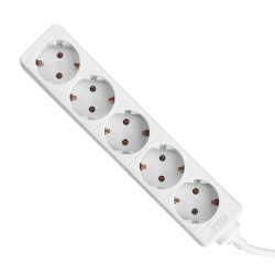 Prelungitor 5 metri cu 5 Schuko, Cablu 3x 1.5mm, Culoare Alb, Putere 3680W 16A, TED Electric TED001887
