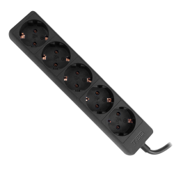 Prelungitor 5 metri cu 5 Schuko, Cablu 3x 1.5mm, Culoare Negru, Putere 3680W 16A, TED Electric TED001825