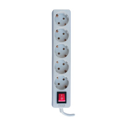 Prelungitor 5 metri cu 5 Schuko, Cablu 3x 1.5mm, Culoare Alb, Putere 3680W 16A, TED Electric TED003850
