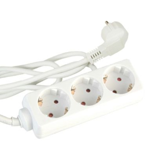 Prelungitor 1.5 metri cu 3 Schuko, Cablu 3x 1.5mm, Culoare Alb, Putere 3500W 16A, Arcas 927 01003