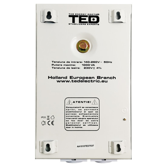 Stabilizator retea maxim 1000VA-AVR LCD 2 iesiri schuko WALL TED000057 (1/4)