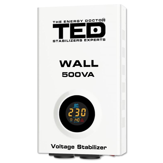 Stabilizator retea maxim 500VA-AVR LCD 2 iesiri schuko WALL TED002174 (1/4)