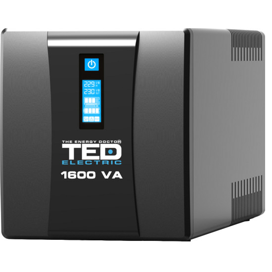 UPS 1600VA 900W cu Stabilizator si Management, 4x Schuko, Ecran LCD si 2x Acumulator 12V 9Ah, TED Electric TED004642