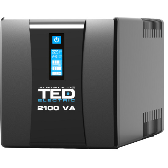 UPS 2100VA 1200W cu Stabilizator si Management, 2x Schuko, Ecran LCD si 2x Acumulator 12V 9Ah, TED Electric TED004659